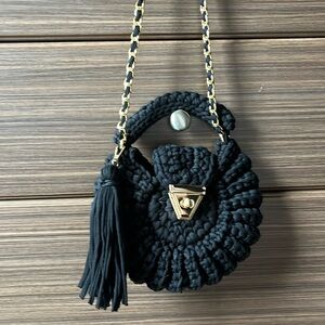 Black Woven Handbag